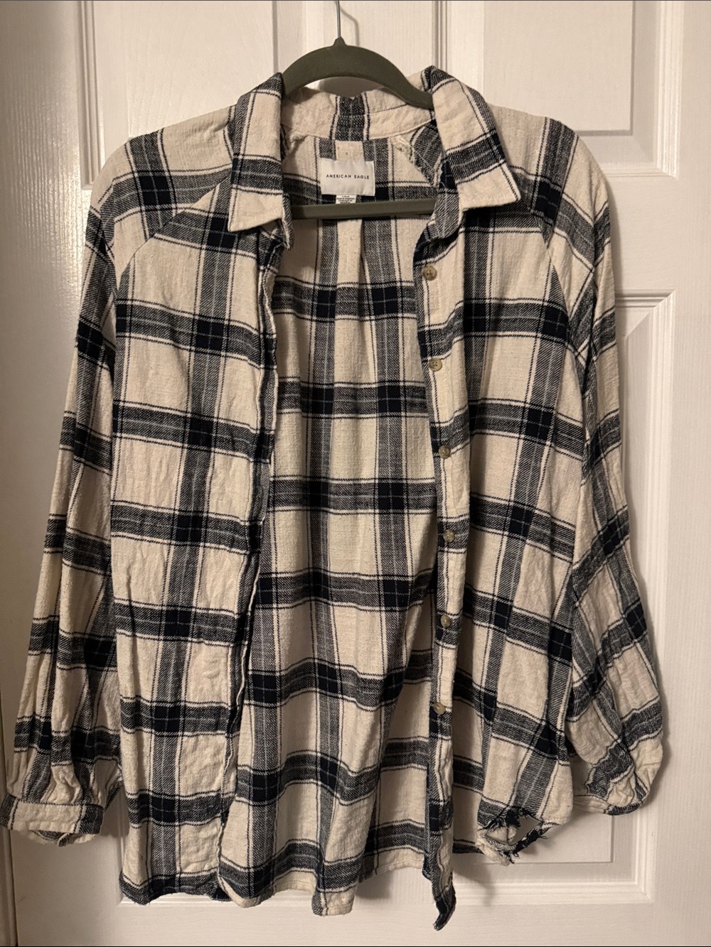 American Eagle Balloon Sleeve Button Down Flannel